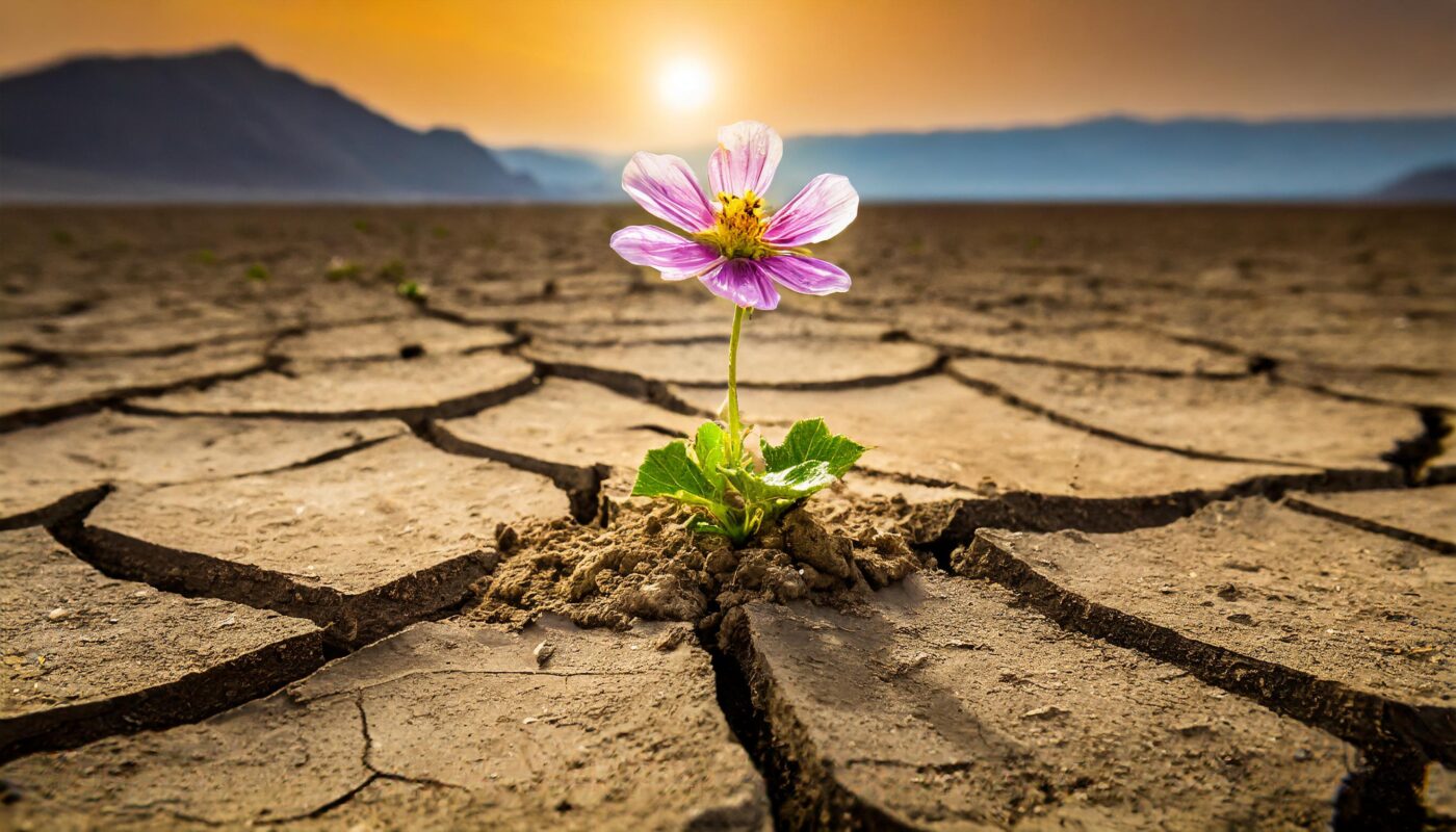Flower, Desert, cracked, soil